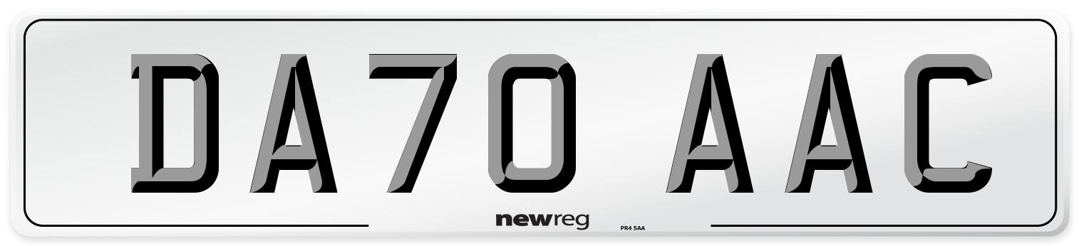 DA70 AAC Number Plate from New Reg